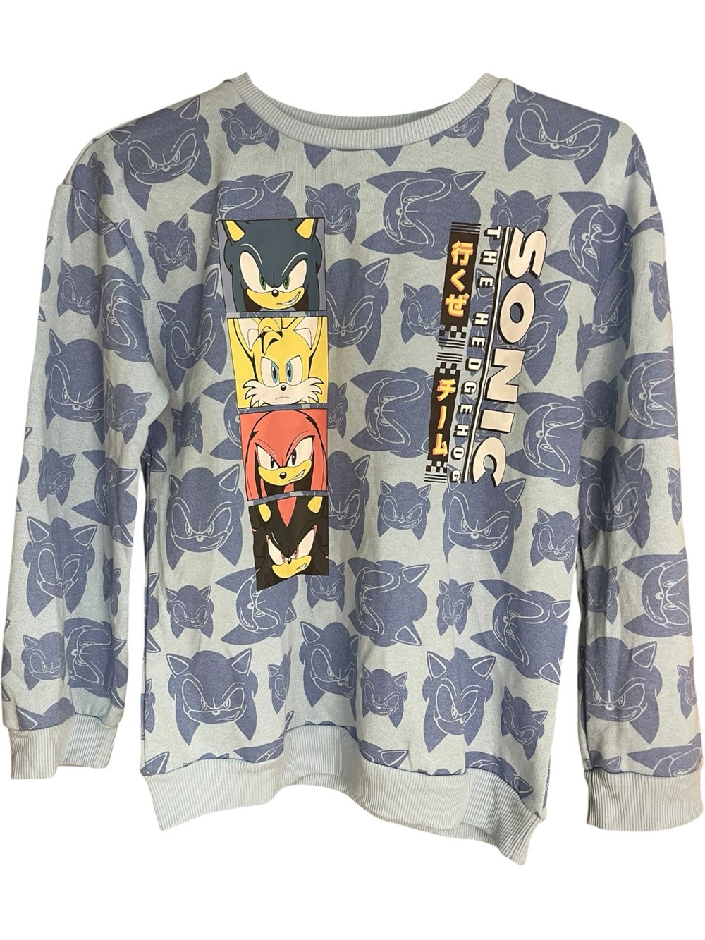 Sonic the Hedgehog Graphic Crewneck Pullover Sweatshirt Blue